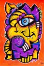 Fargerik kunst på papir - Akryl maleri med mye farger - Kunst av Håkon Morønning, Art By Hakon thumbnail