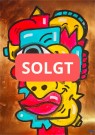 Kunst til salgs: Fargerik kubisme pop art portrett maleri av figur.  thumbnail