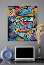 Fargerik kunst på lerret (originalt maleri, surrealistisk pop art) thumbnail