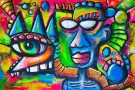 Street art maleri på lerret - Stort maleri til stue - Fargerik kunst thumbnail