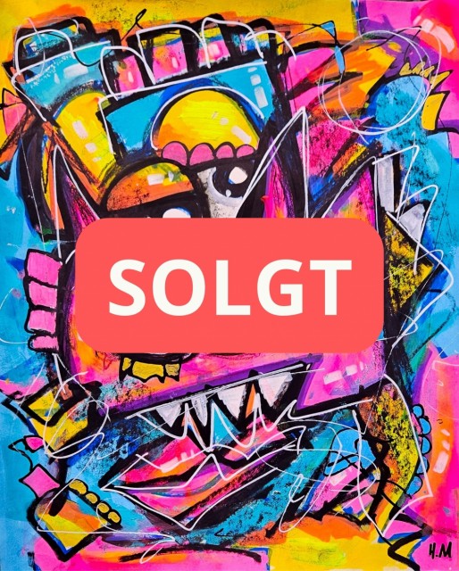 Fargerik pop art surrealisme kunst på papir (akrylmaleri med popkunst farger - originalt kunstverk). 