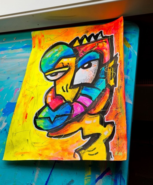 Fargerik kunst på papir - Popkunst kubisme av norsk kunstner Håkon Morønning, Art By Hakon
