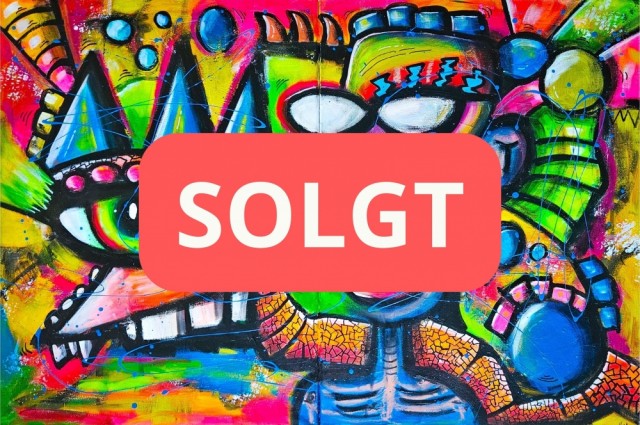 Street art maleri på lerret - Stort maleri til stue - Fargerik kunst