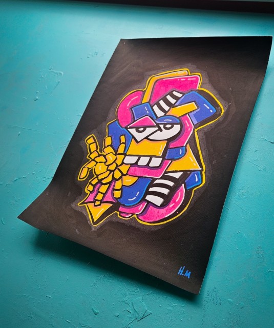 Moderne kunst med originalt maleri på papir (A3 ark)