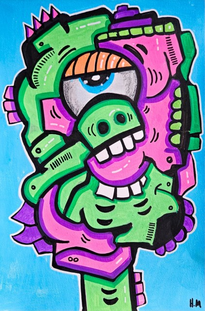 Fargerikt maleri - Kunst på papir - Pop art ekspresjonisme