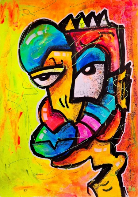Fargerik kunst på papir - Popkunst kubisme av norsk kunstner Håkon Morønning, Art By Hakon