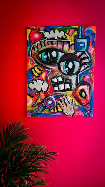 Fargerik kunst - Akrylmaleri på lerret - Pop art - Street Art - Ekspresjonisme