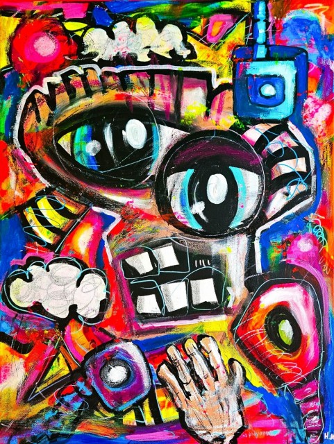Fargerik kunst - Akrylmaleri på lerret - Pop art - Street Art - Ekspresjonisme