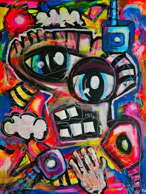 Fargerik kunst - Akrylmaleri på lerret - Pop art - Street Art - Ekspresjonisme