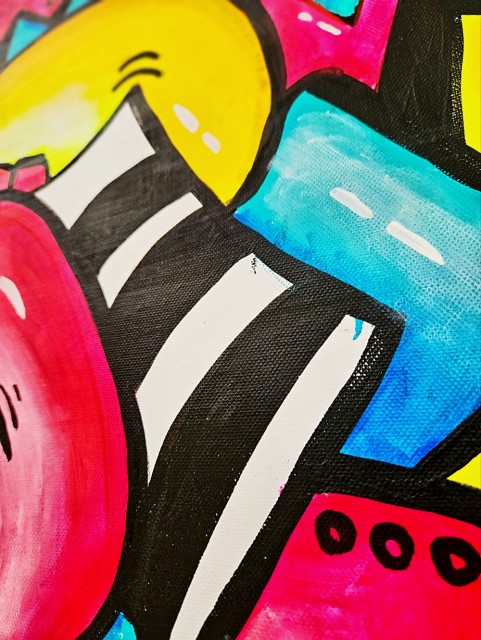 Abstrakt kunst - Fargerikt maleri - Popkunst - Akrylmaleri - Pop Art - Surrealisme - Maleri til stue